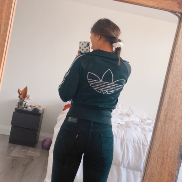 Flattering Adidas Three Stripes Bling Sweater - Picture 4 of 14